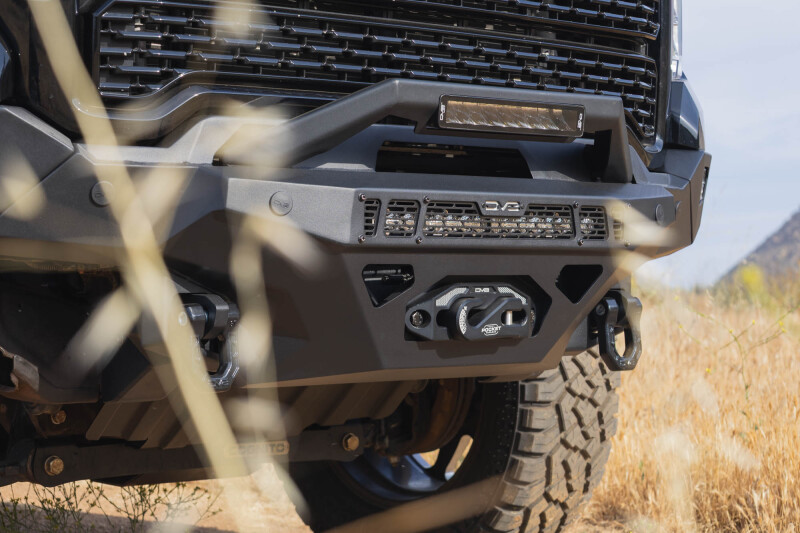 GMC Sierra 3500 Front Bumper - DV8 Offroad - Spec Series - Micro-texture black powder coat with satin black accents - `20-`23